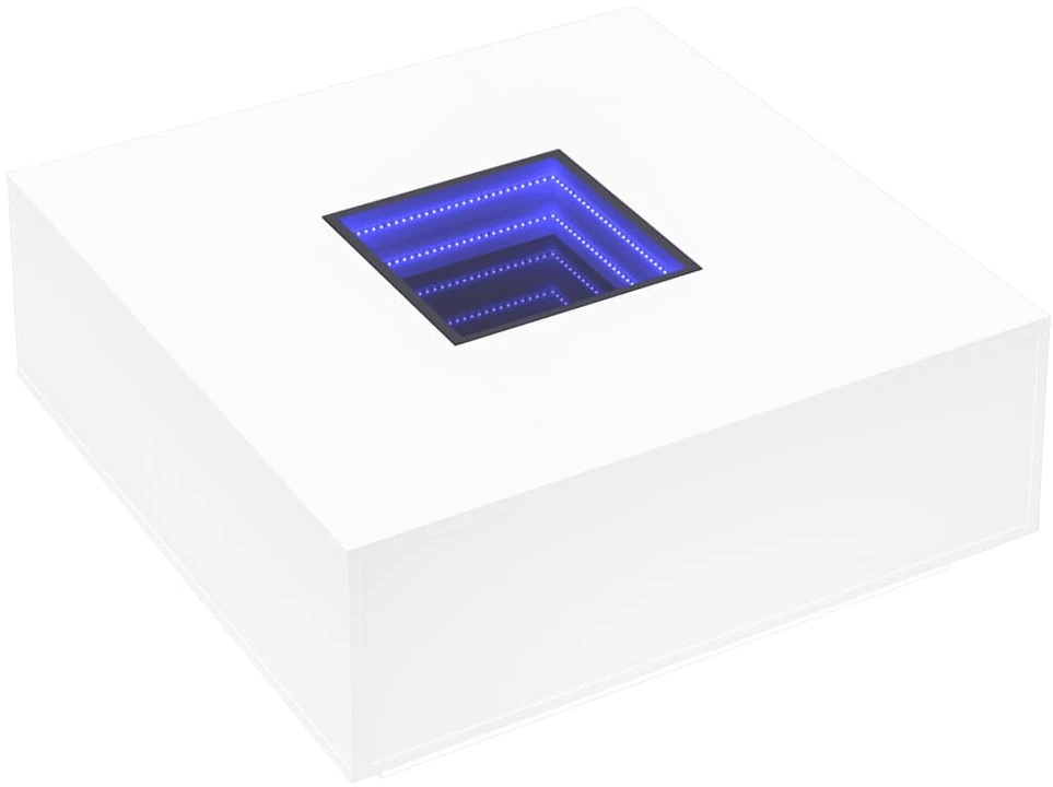 Kavos staliukas su Infinity LED, baltas, 100x100x40cm