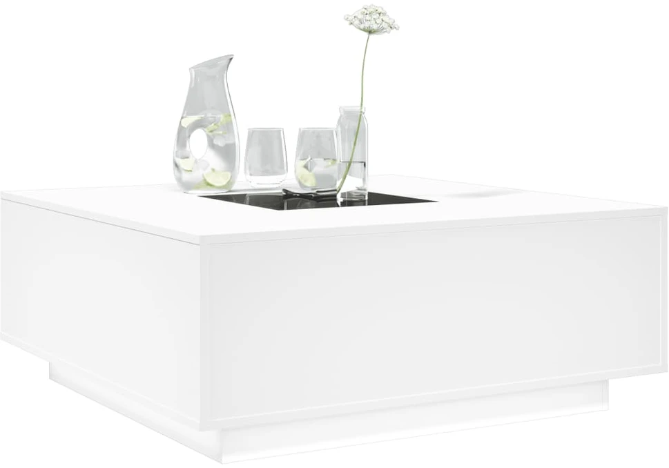 Kavos staliukas su Infinity LED, baltas, 100x100x40cm