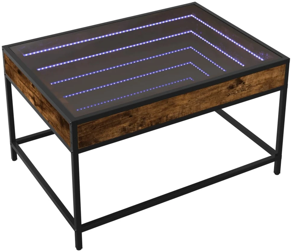 Kavos staliukas su Infinity LED lemputėmis, dūminis, 70x50x41cm