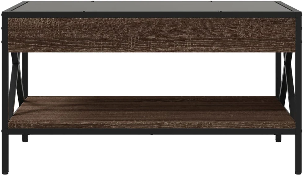 Kavos staliukas su Infinity LED lemputėmis, rudas, 70x50x38cm
