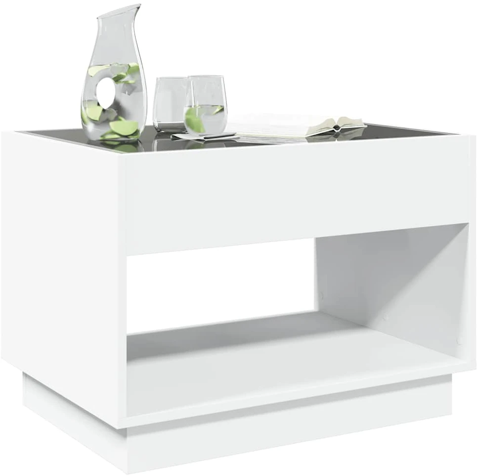 Kavos staliukas su Infinity LED lemputėmis, baltas, 70x50x50cm