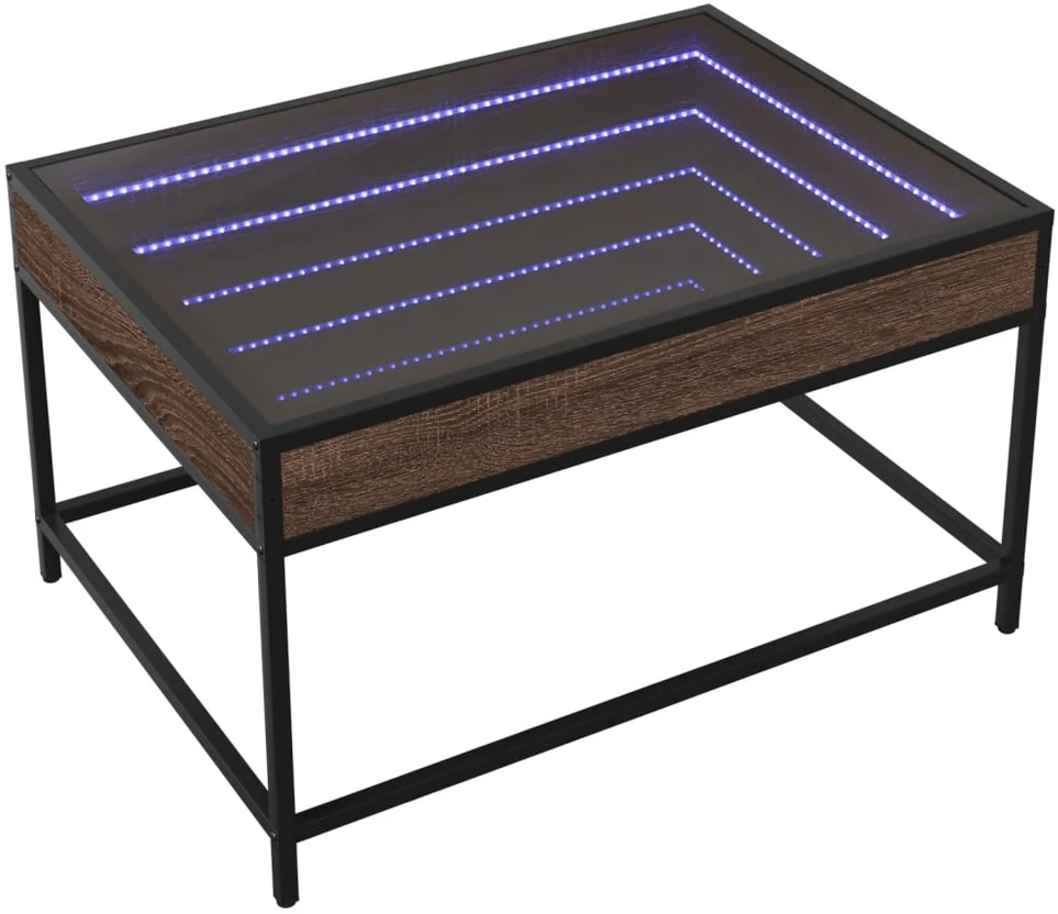 Kavos staliukas su Infinity LED lemputėmis, rudas, 70x50x41cm