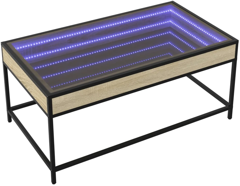 Kavos staliukas su Infinity LED lemputėmis, ąžuolo, 90x50x41cm