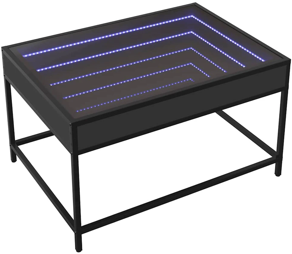 Kavos staliukas su Infinity LED lemputėmis, juodas, 70x50x41cm