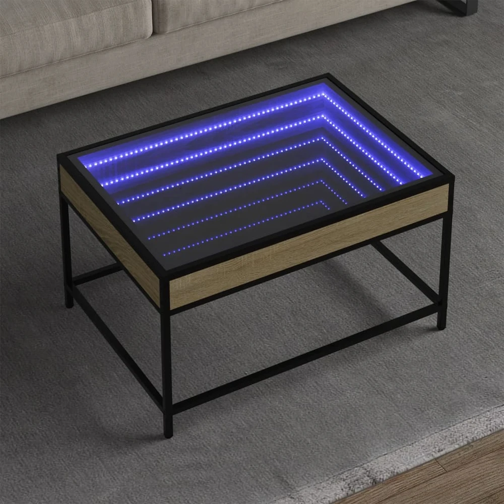 Kavos staliukas su Infinity LED lemputėmis, ąžuolo, 70x50x41cm