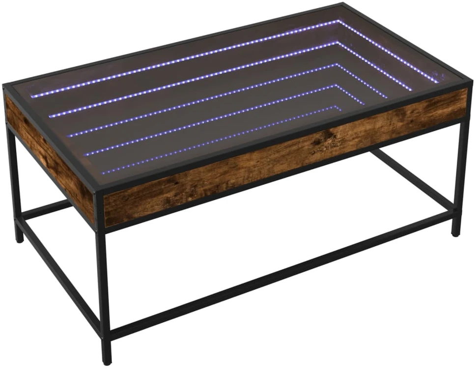 Kavos staliukas su Infinity LED lemputėmis, dūminis, 90x50x41cm