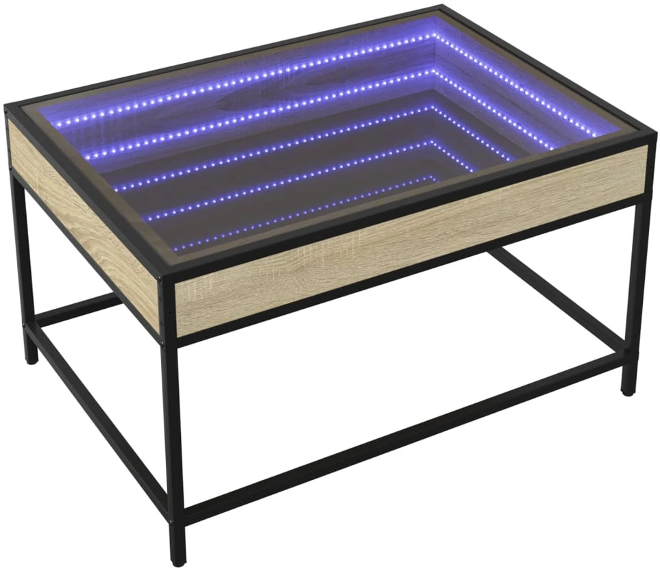 Kavos staliukas su Infinity LED lemputėmis, ąžuolo, 70x50x41cm