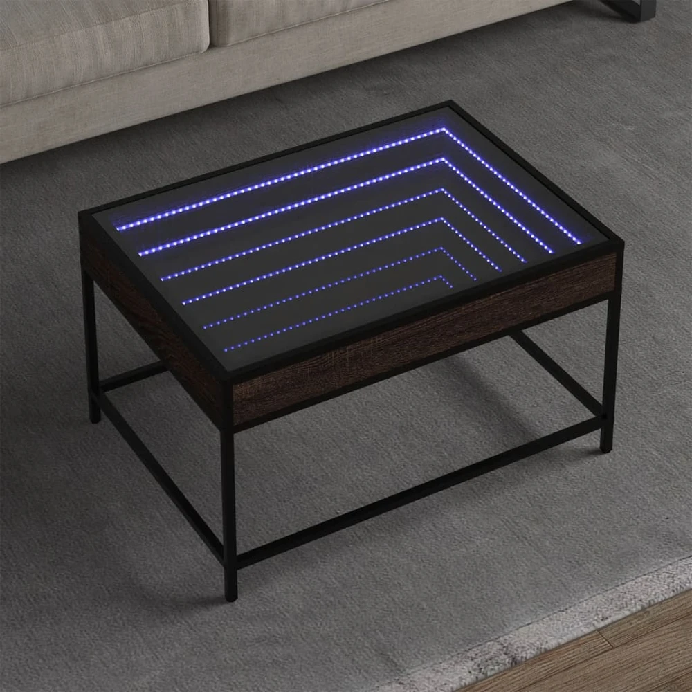Kavos staliukas su Infinity LED lemputėmis, rudas, 70x50x41cm