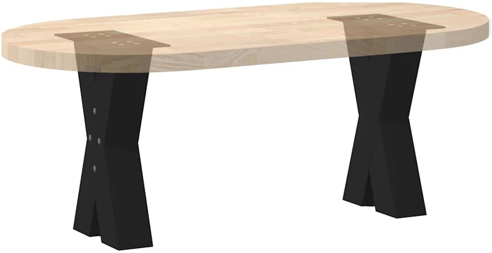 Kavos staliuko kojelės, X formos, 2 vnt., juodos, 38x(42-43) cm, plienas