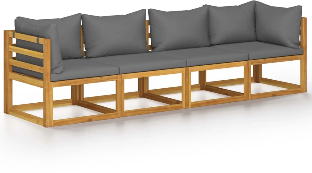 Keturvietė sodo sofa su pagalvėlėmis, akacijos medienos masyvas