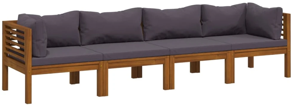 Keturvietė sodo sofa su pagalvėlėmis, akacijos medienos masyvas