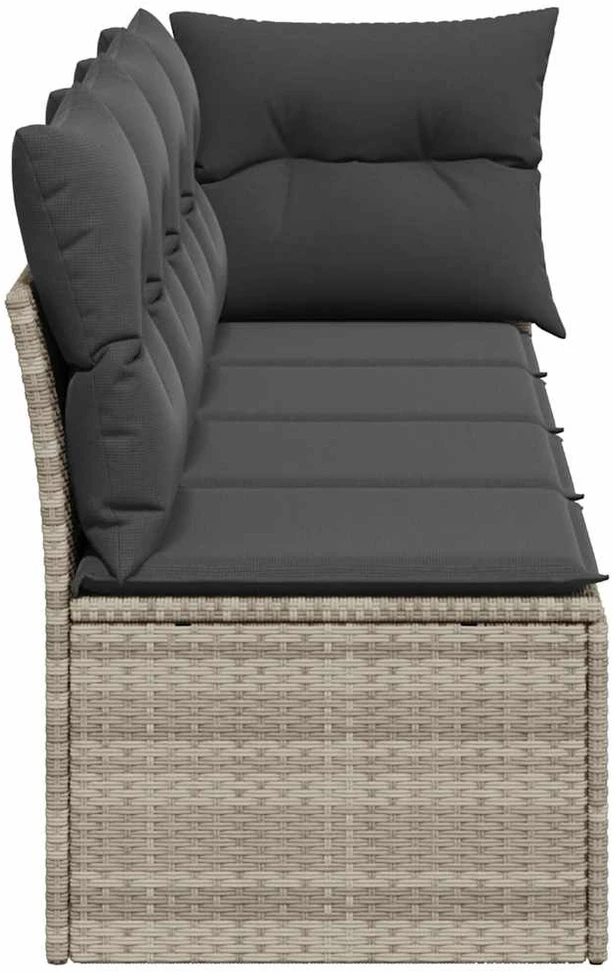 Keturvietė sodo sofa su pagalvėlėmis, pilka, poliratanas