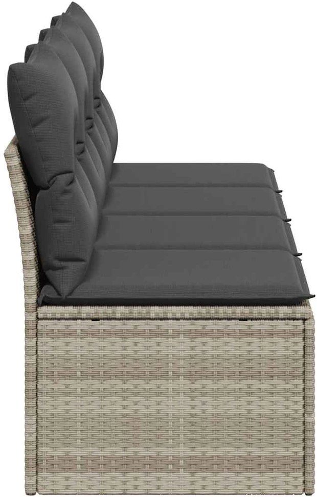 Keturvietė sodo sofa su pagalvėlėmis, pilka, poliratanas