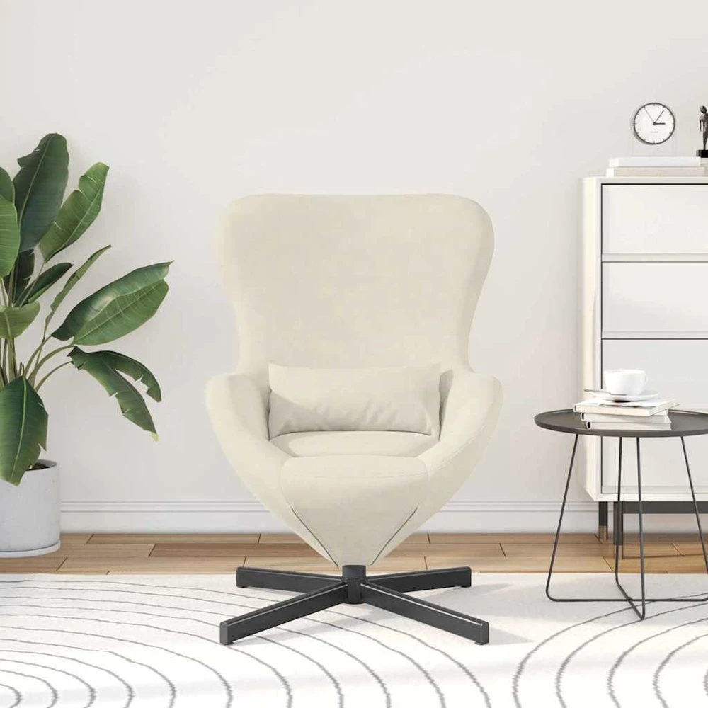 Fotelis Kiaušinio formos krėslas Kreminė 63 x 73 x 90 cm Aksomas