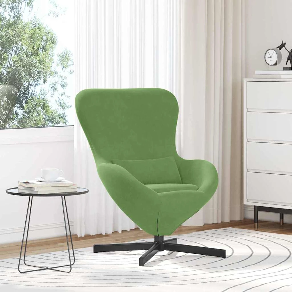 Fotelis Kiaušinio formos krėslas Šviesiai žalia 63 x 73 x 90 cm Aksomas