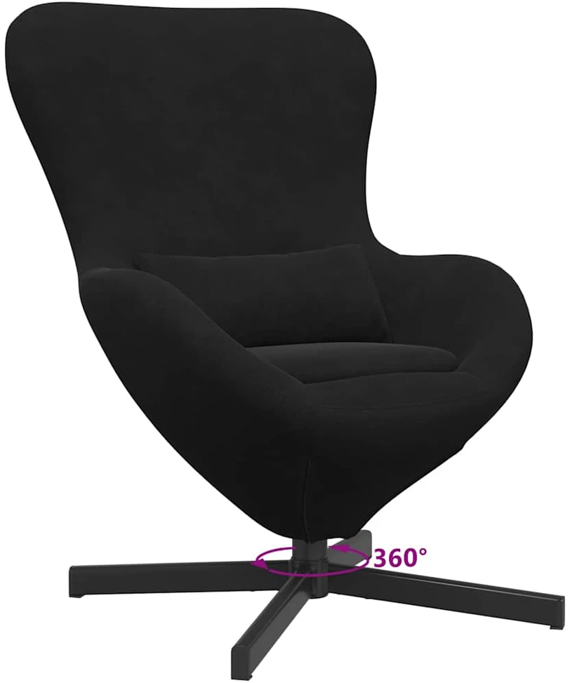 Fotelis Kiaušinio formos krėslas Juoda 63 x 73 x 90 cm Aksomas