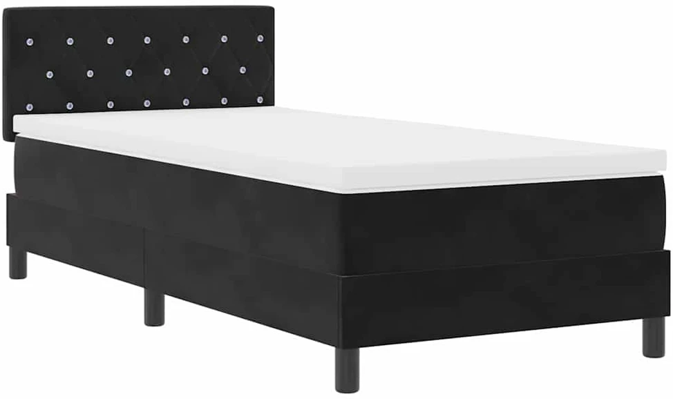 Kiemas lova su čiužiniu Juoda 100 x 200 cm Aksomas