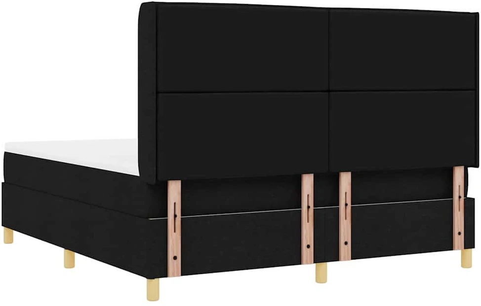 Kiemas lova su LED juostelėmis Juoda 180 x 200 cm audinys