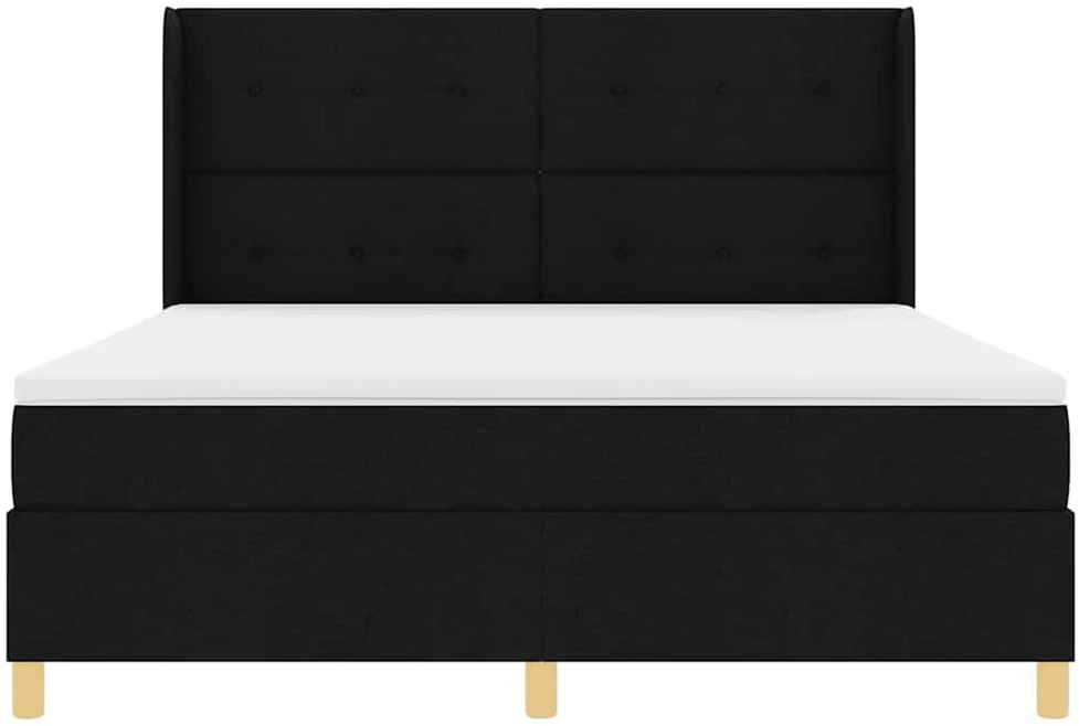 Kiemas lova su LED juostelėmis Juoda 180 x 200 cm audinys