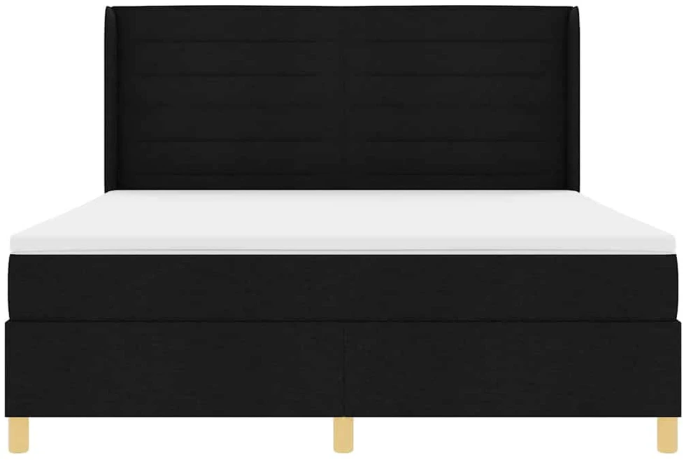 Kiemas lova su LED juostelėmis Juoda 180 x 200 cm audinys