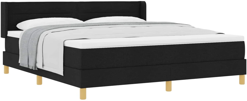 Kiemas lova su čiužiniu Juoda 200 x 180 cm audinys