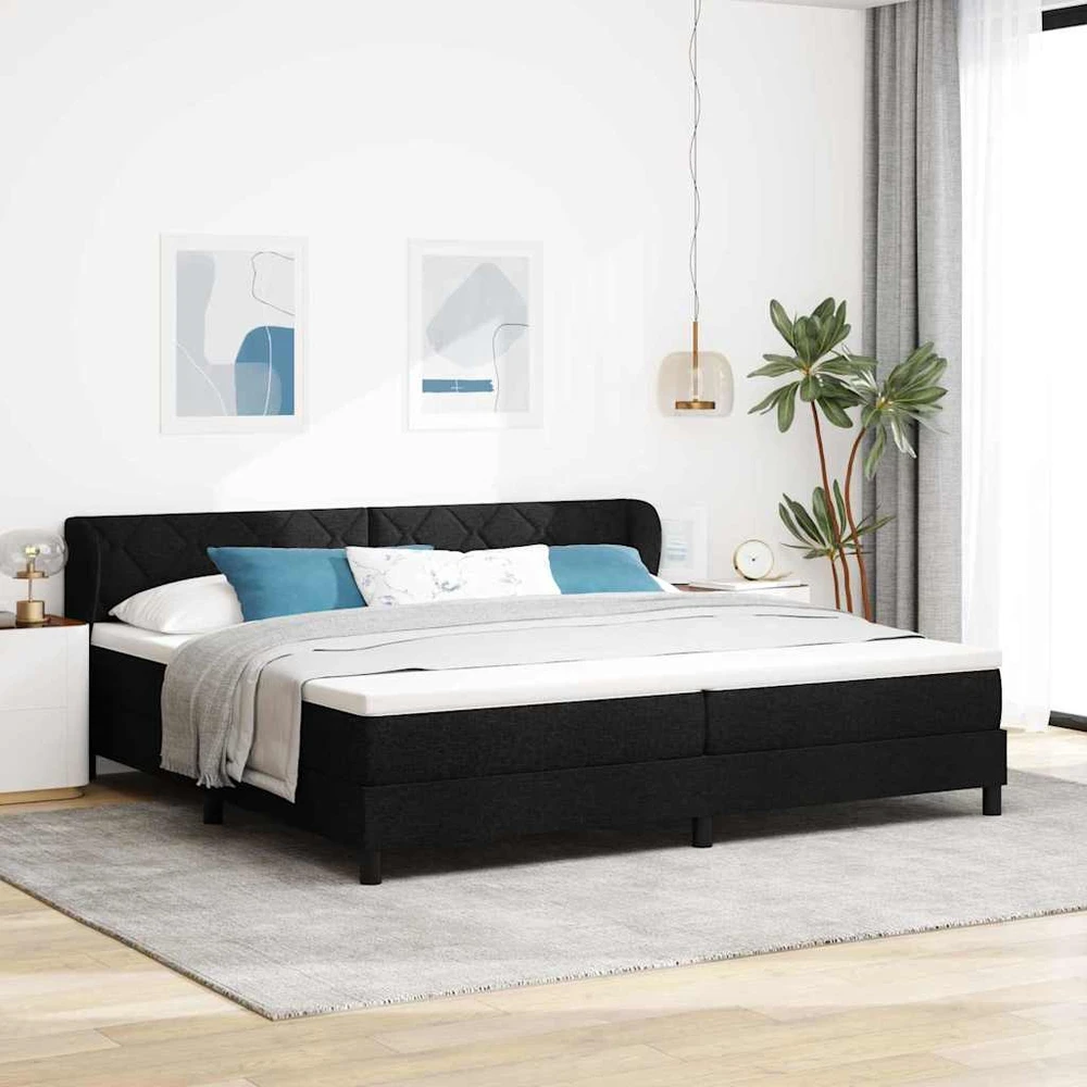 Kiemas lova su galvūgalio Juoda 200 x 200 cm audinys