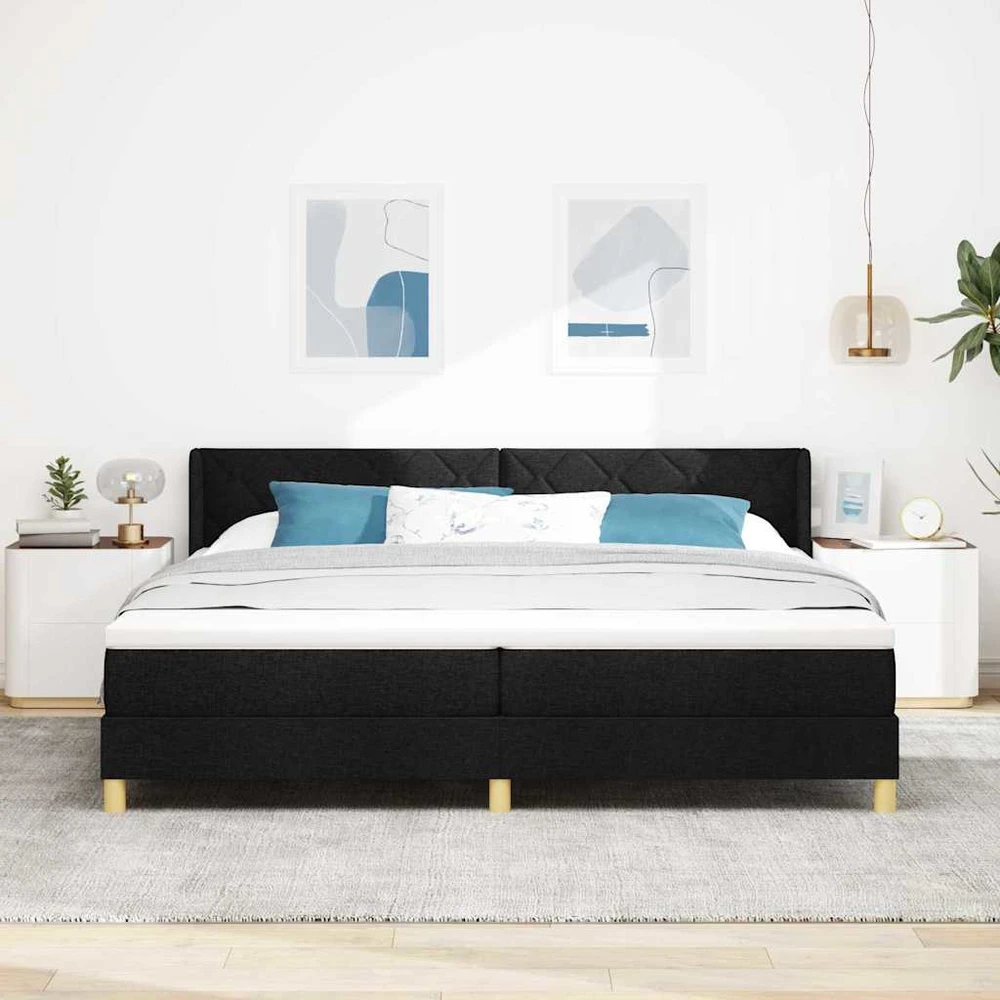 Kiemas lova su galvūgalio Juoda 200 x 200 cm audinys