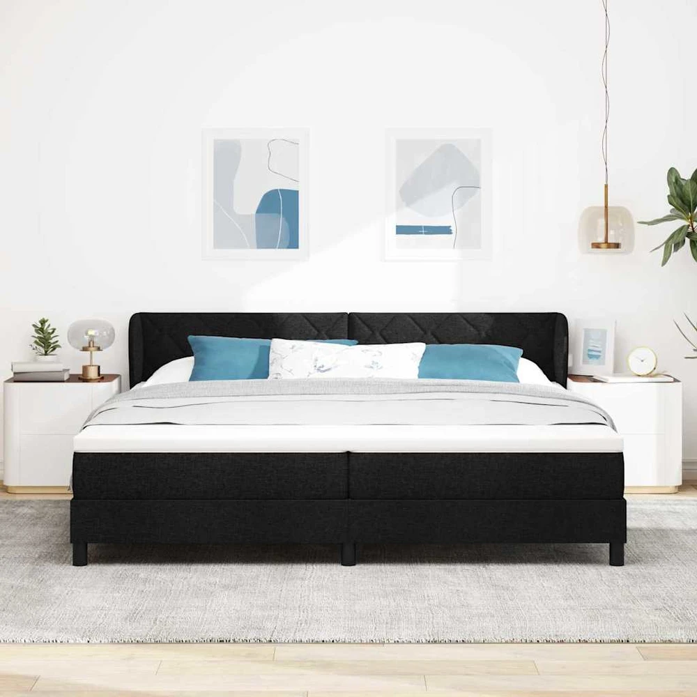 Kiemas lova su galvūgalio Juoda 200 x 200 cm audinys