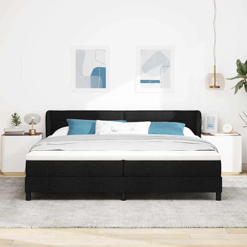 Kiemas lova su galvūgalio Juoda 200 x 200 cm audinys