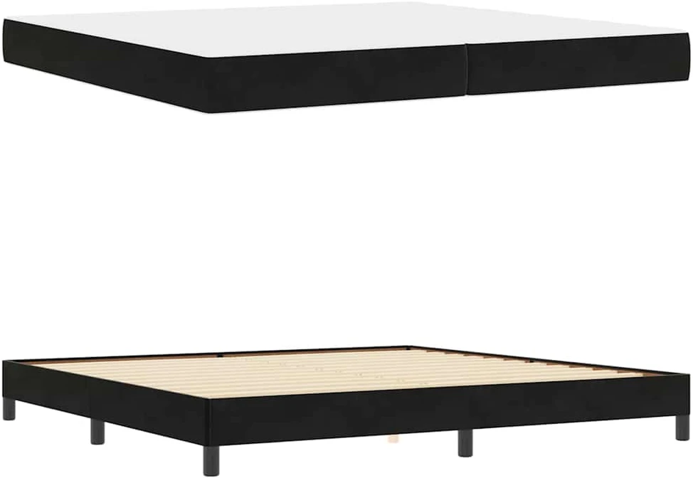 Kiemas lova su čiužiniu Juoda 200 x 200 cm audinys