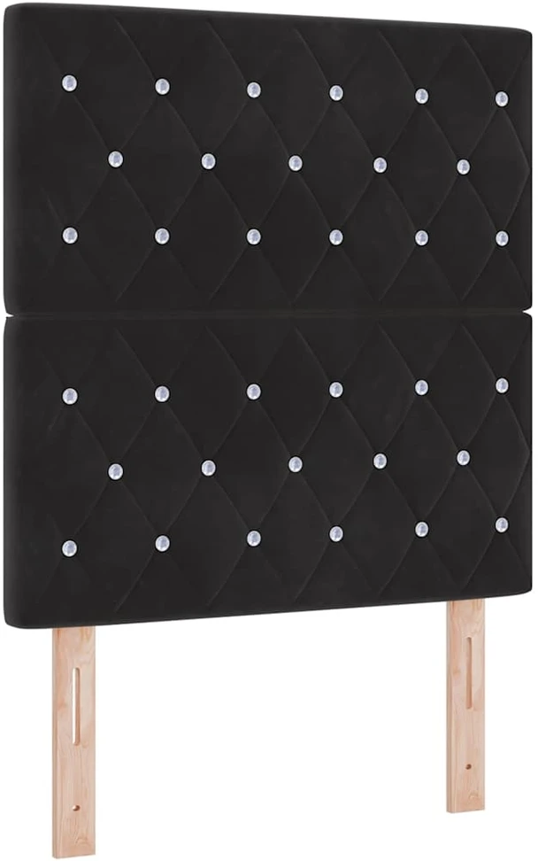 Kiemas lova su čiužiniu Juodas 80 x 200 cm Aksomas