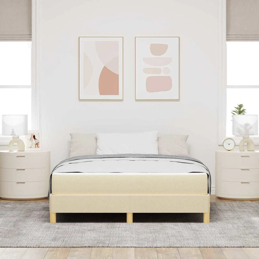 Kiemas lova su čiužiniu Kreminė 140 x 190 cm audinys