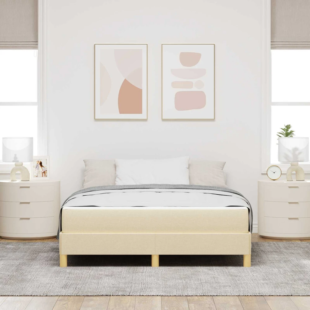 Kiemas lova su čiužiniu Kreminė 160 x 200 cm audinys