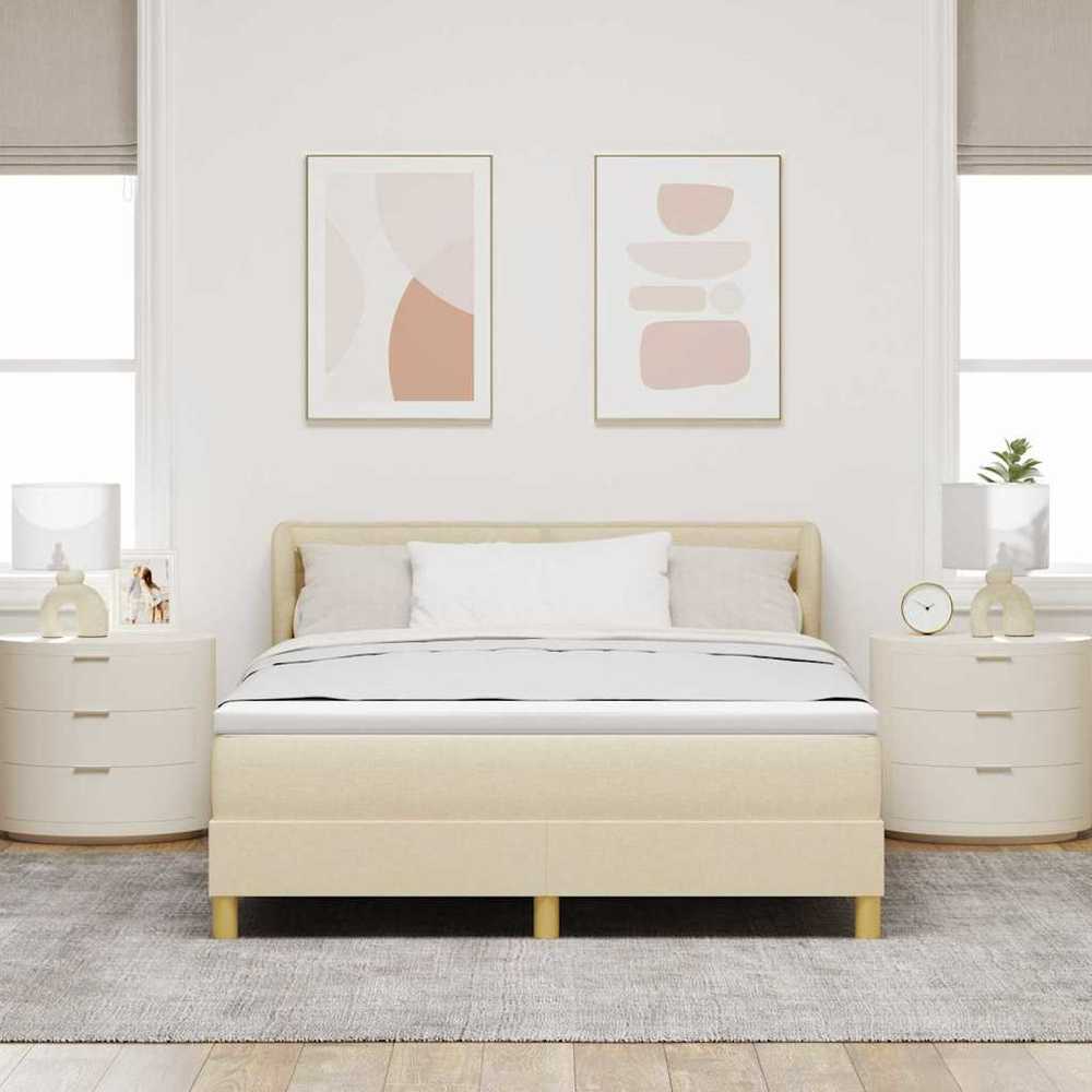 Kiemas lova su čiužiniu Kreminė 160 x 200 cm audinys