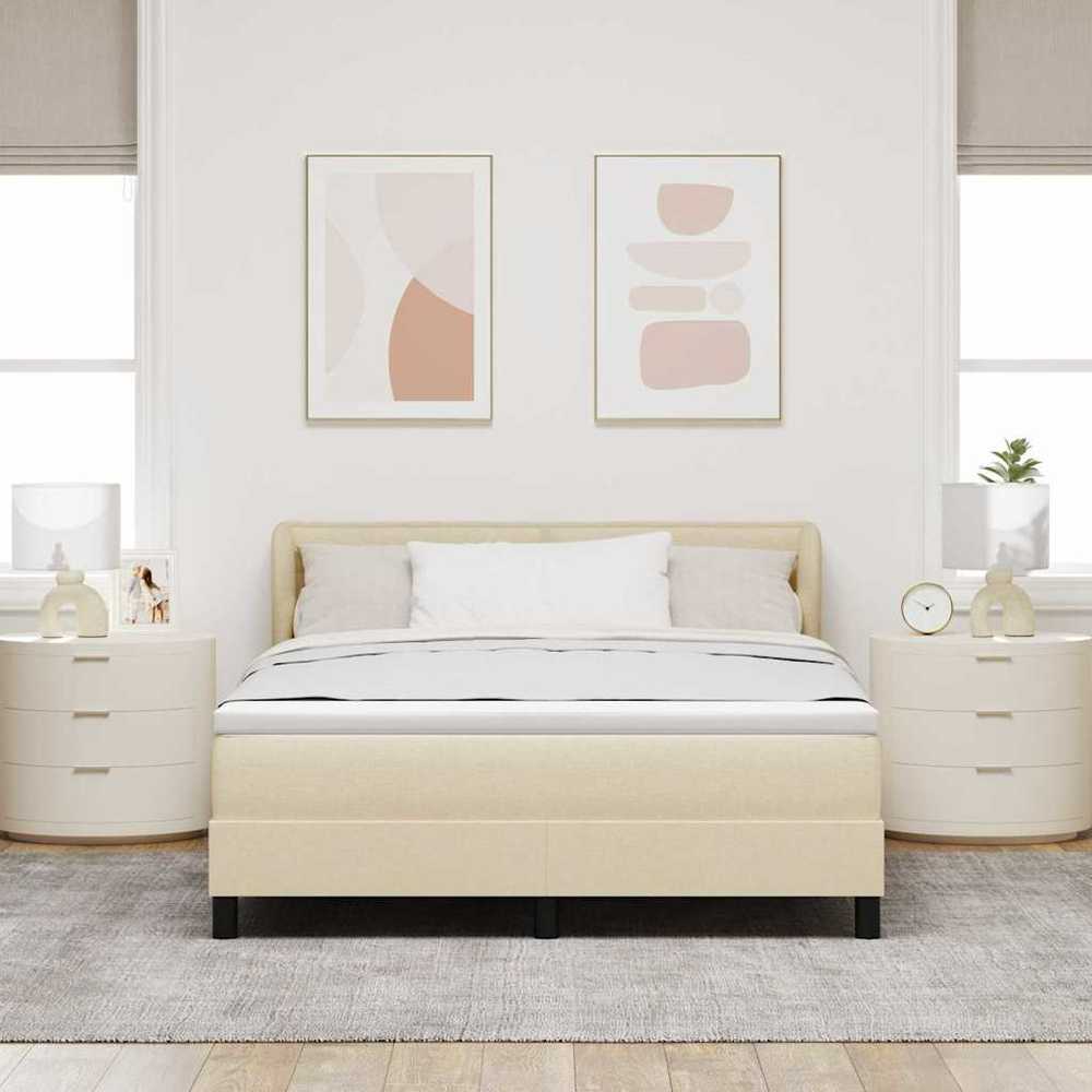 Kiemas lova su galvūgalio Kreminė 160 x 200 cm audinys