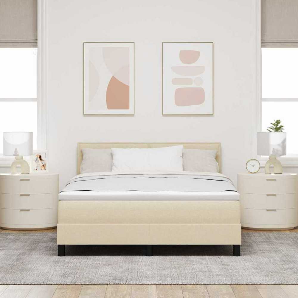 Kiemas lova su galvūgalio Kreminė 160 x 200 cm audinys