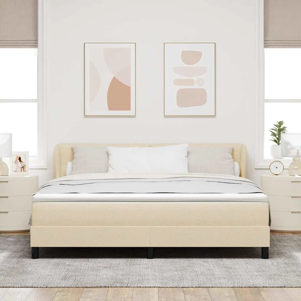 Kiemas lova su galvūgalio Kreminė 180 x 200 cm audinys