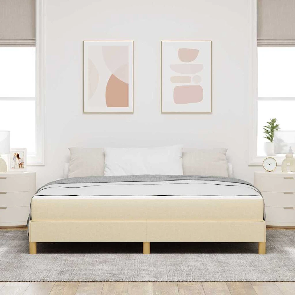 Kiemas lova su čiužiniu Kreminė 180 x 200 cm audinys