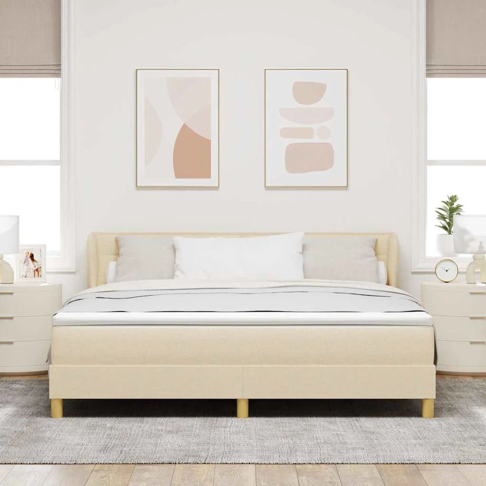 Kiemas lova su čiužiniu Kreminė 180 x 200 cm audinys