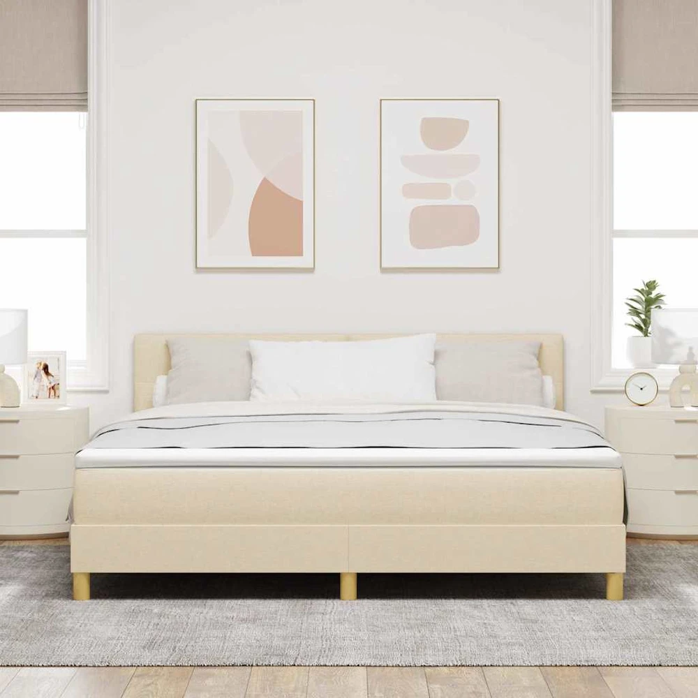 Kiemas lova su pagalve Kreminė 180 x 200 cm audinys