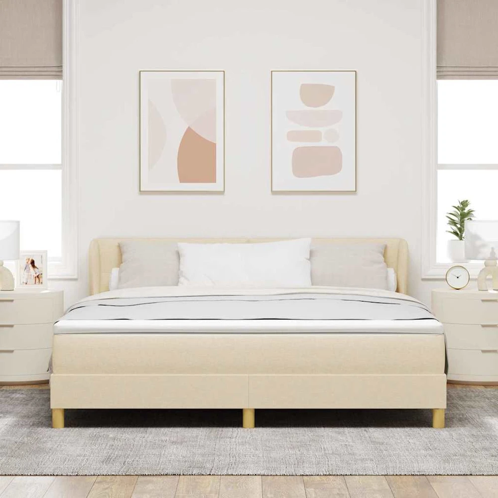 Kiemas lova su galvūgalio Kreminė 180 x 200 cm audinys