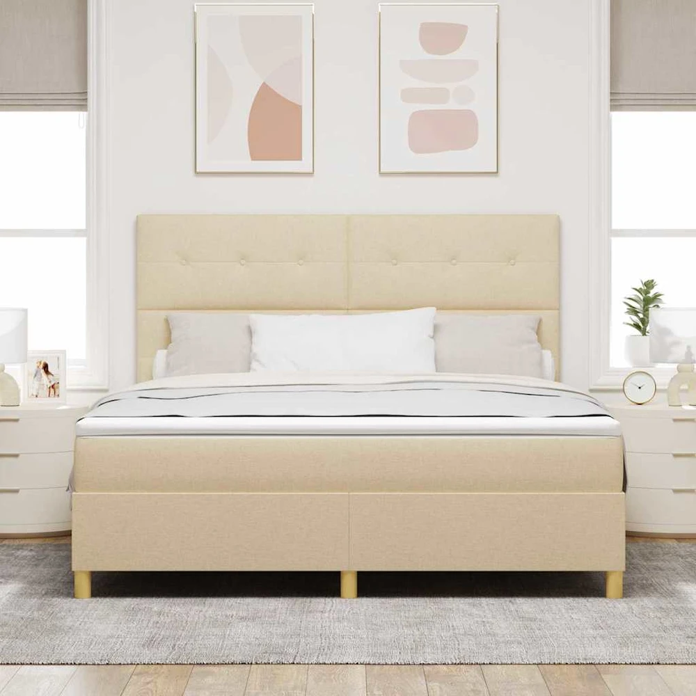 Kiemas lova su galvūgalio Kreminė 180 x 200 cm audinys