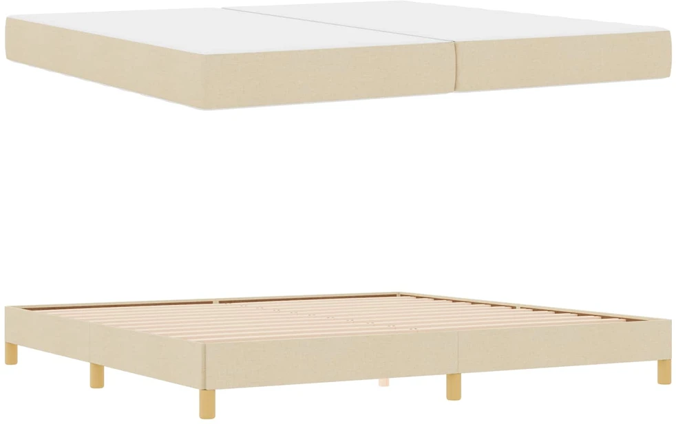 Kiemas lova su čiužiniu Kreminė 200 x 200 cm audinys