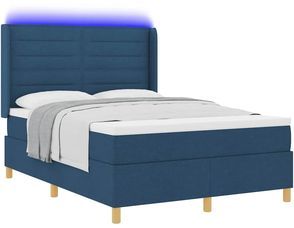 Kiemas lova su LED juostelėmis Mėlyna 140 x 190 cm audinys