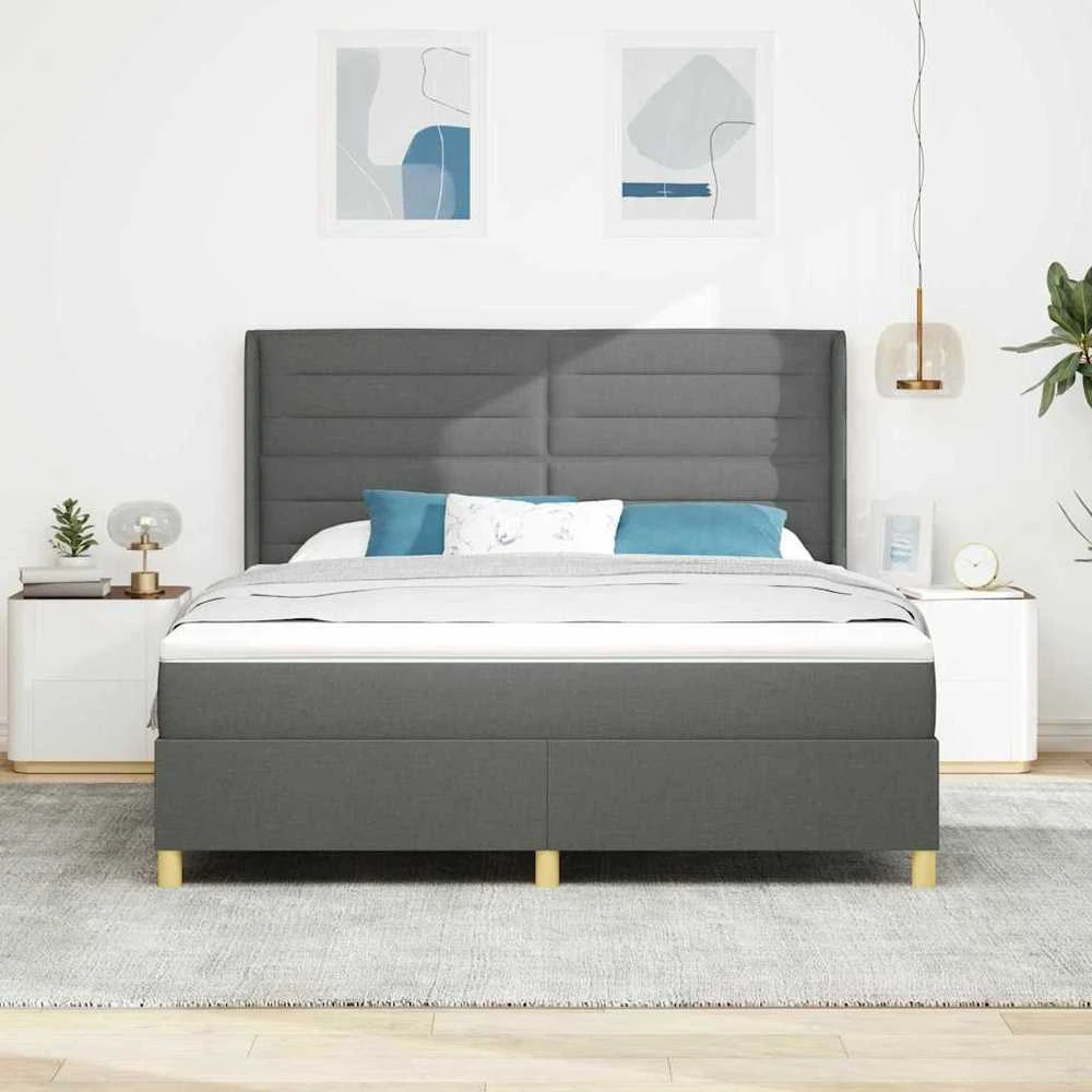 Kiemas lova su LED juostelėmis Pilka 180 x 200 cm audinys