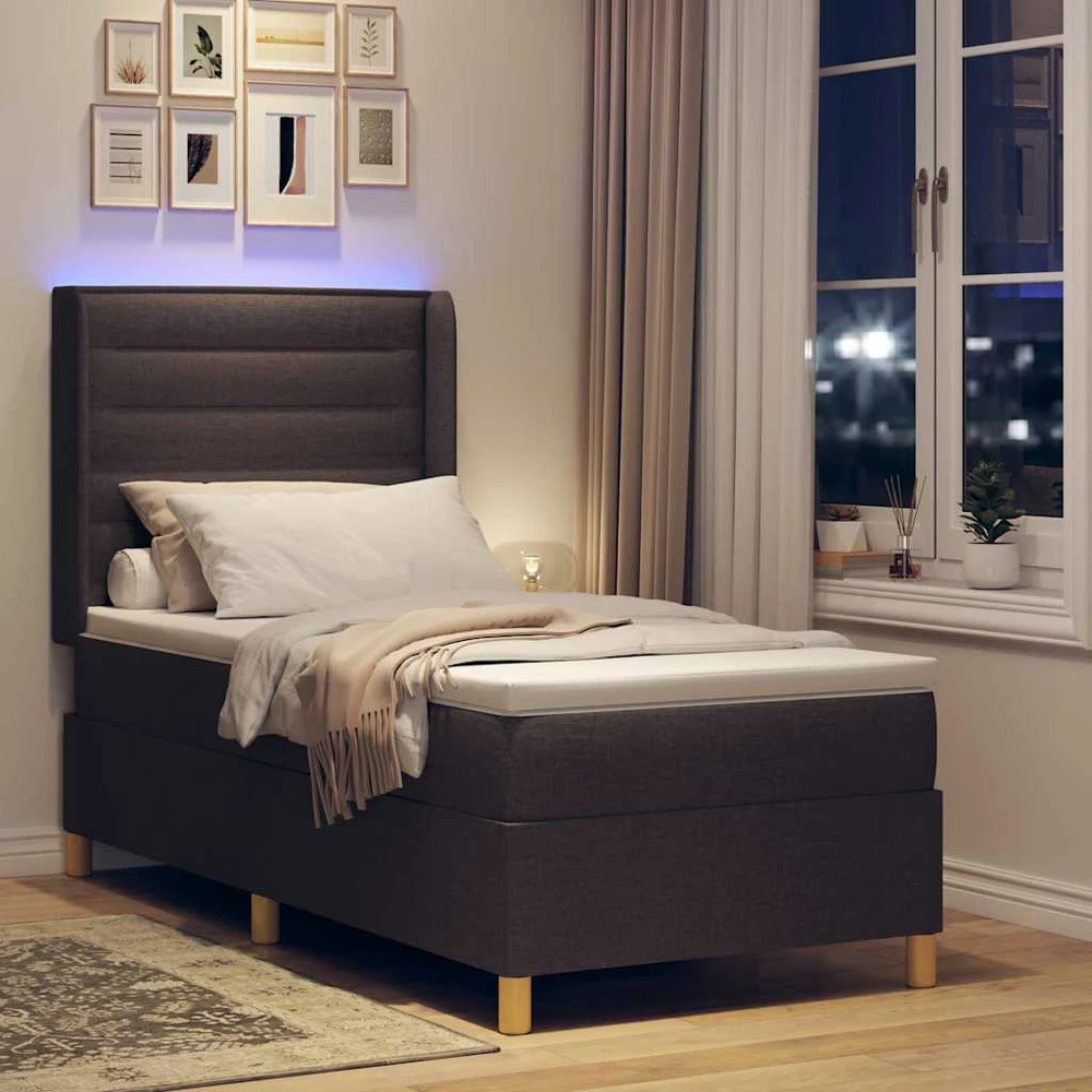 Kiemas lova su LED juostelėmis Ruda 90 x 200 cm audinys