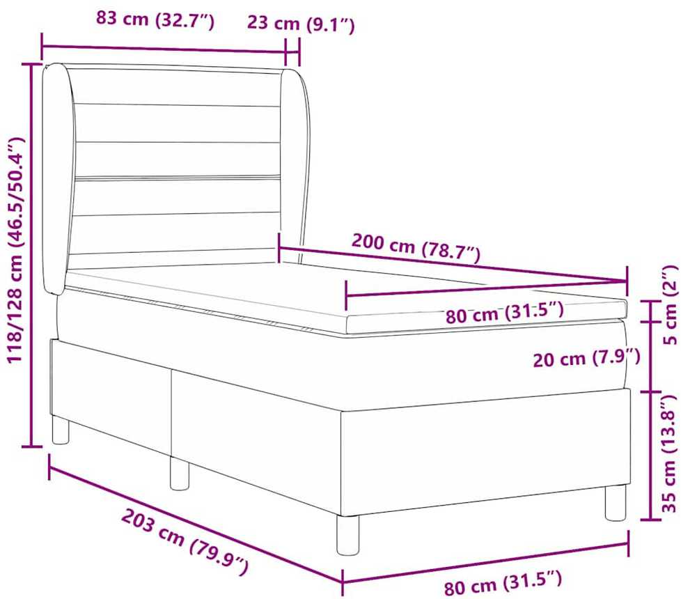 Kiemas lova su galvūgalio Tortora 80 x 200 cm audinys