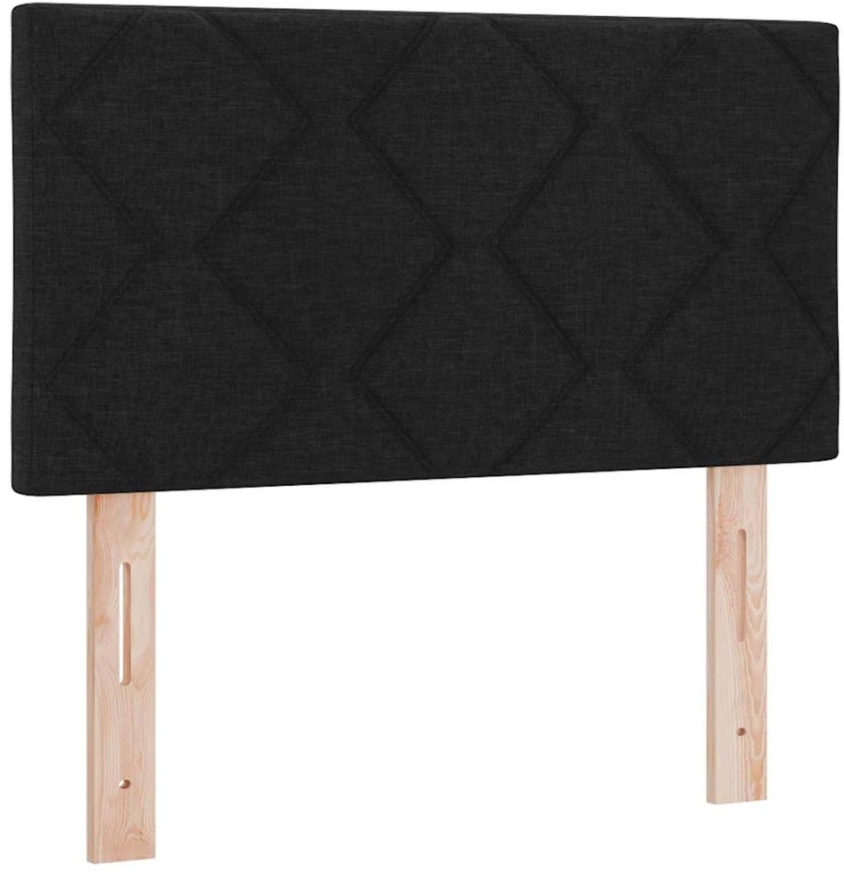 Kiemas lova su LED juostelėmis Juoda 120 x 190 cm audinys