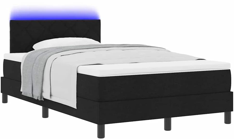 Kiemas lova su LED juostelėmis Juoda 120 x 200 cm audinys