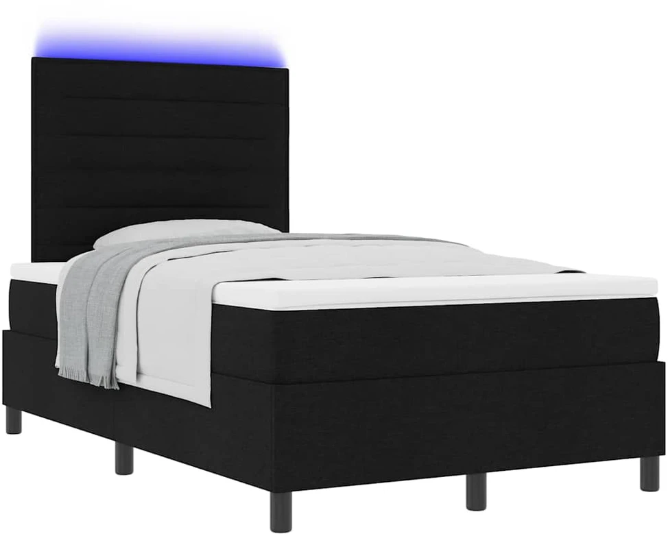 Kiemas lova su čiužiniu su LED Juoda 120 x 190 cm audinys